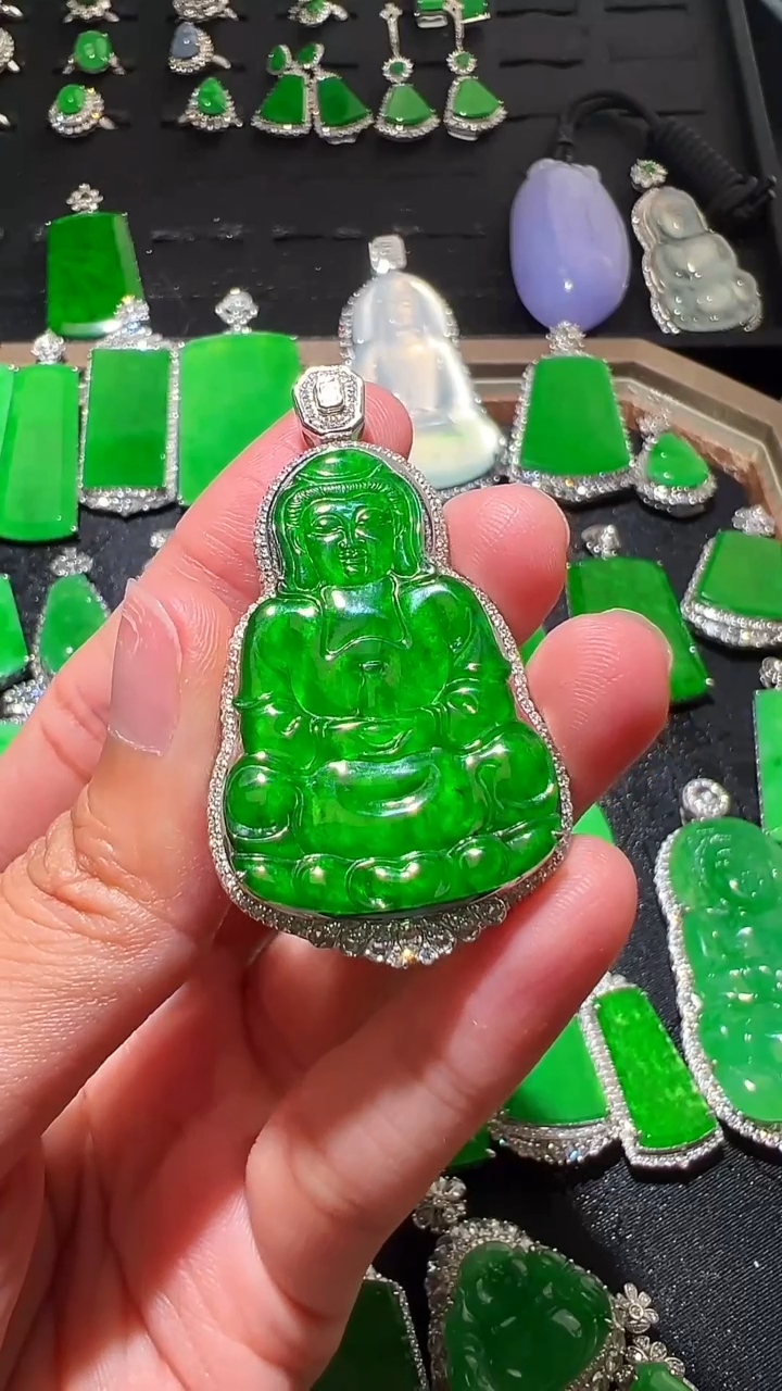 【闪购商品】翡翠18K金镶嵌吊坠(不含链)观音