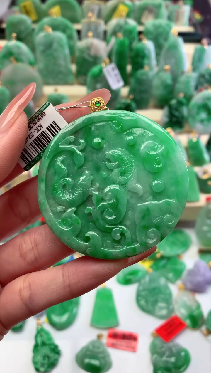 【闪购商品】翡翠颈饰18K金镶嵌挂件