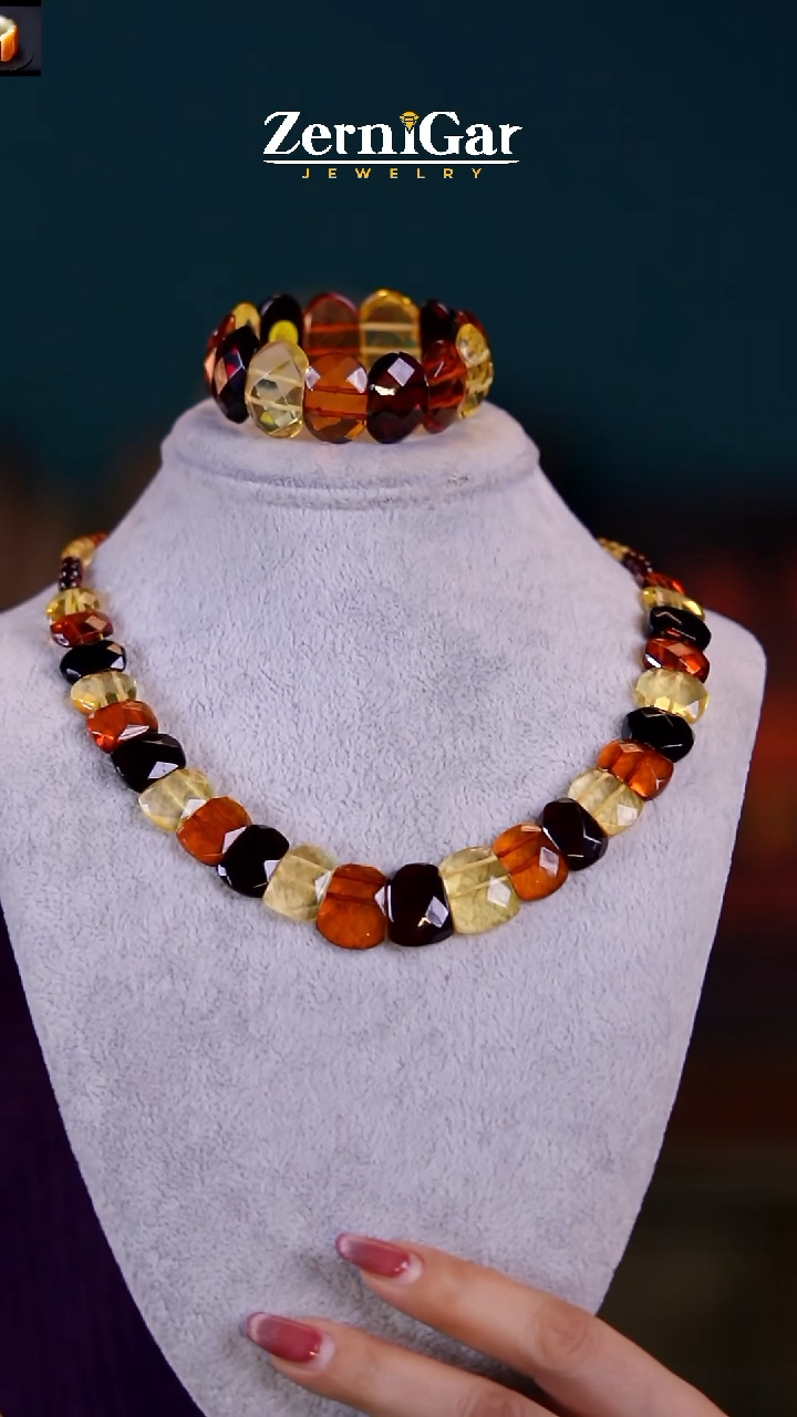 【闪购商品】琥珀颈饰未镶嵌天然琥珀两件套