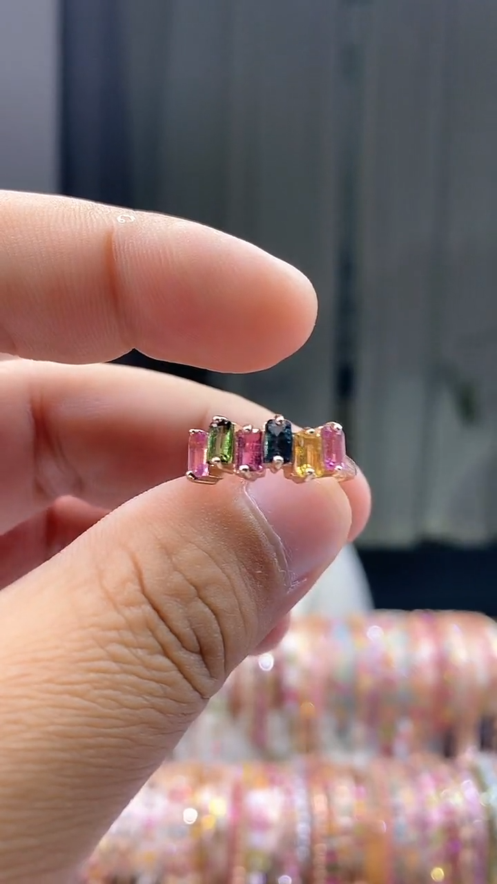 【闪购商品】碧玺戒指银S925镶嵌2434535434534