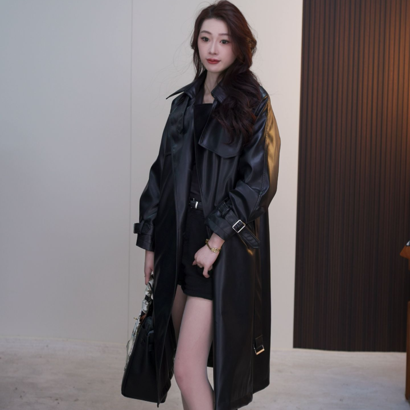 春季新款高端经典百搭时尚皮衣外套气质收腰-2512