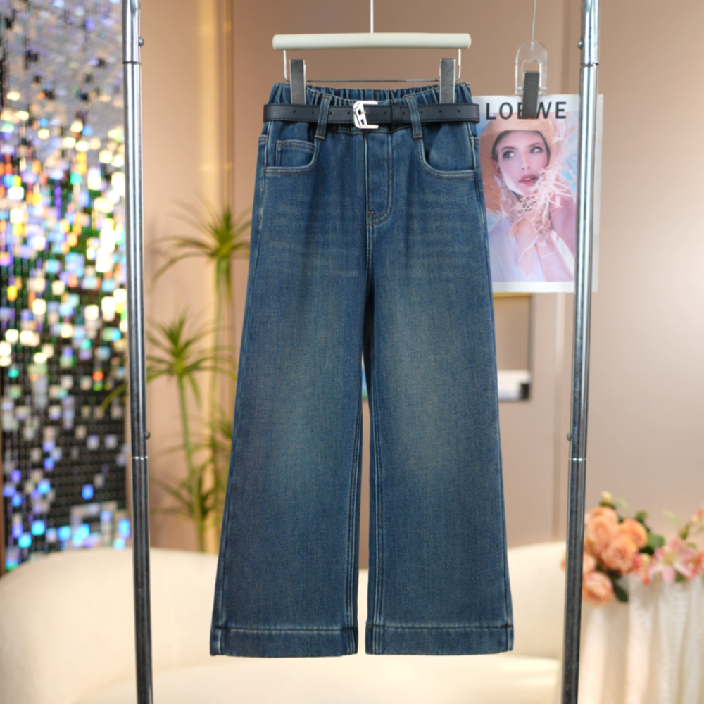 【版型很正的直筒裤】女童加绒牛仔裤2025冬季新款中大童时尚儿童裤