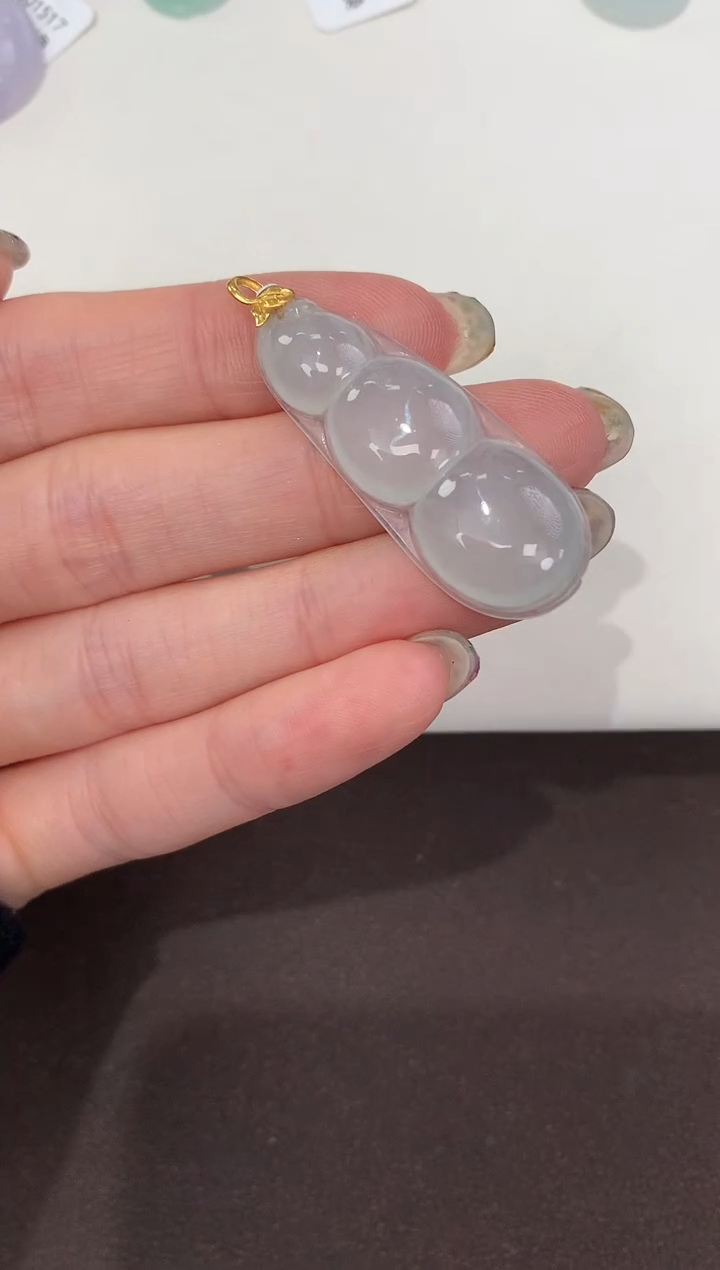 颈饰18K金镶嵌翡翠天然缅甸A货翡翠