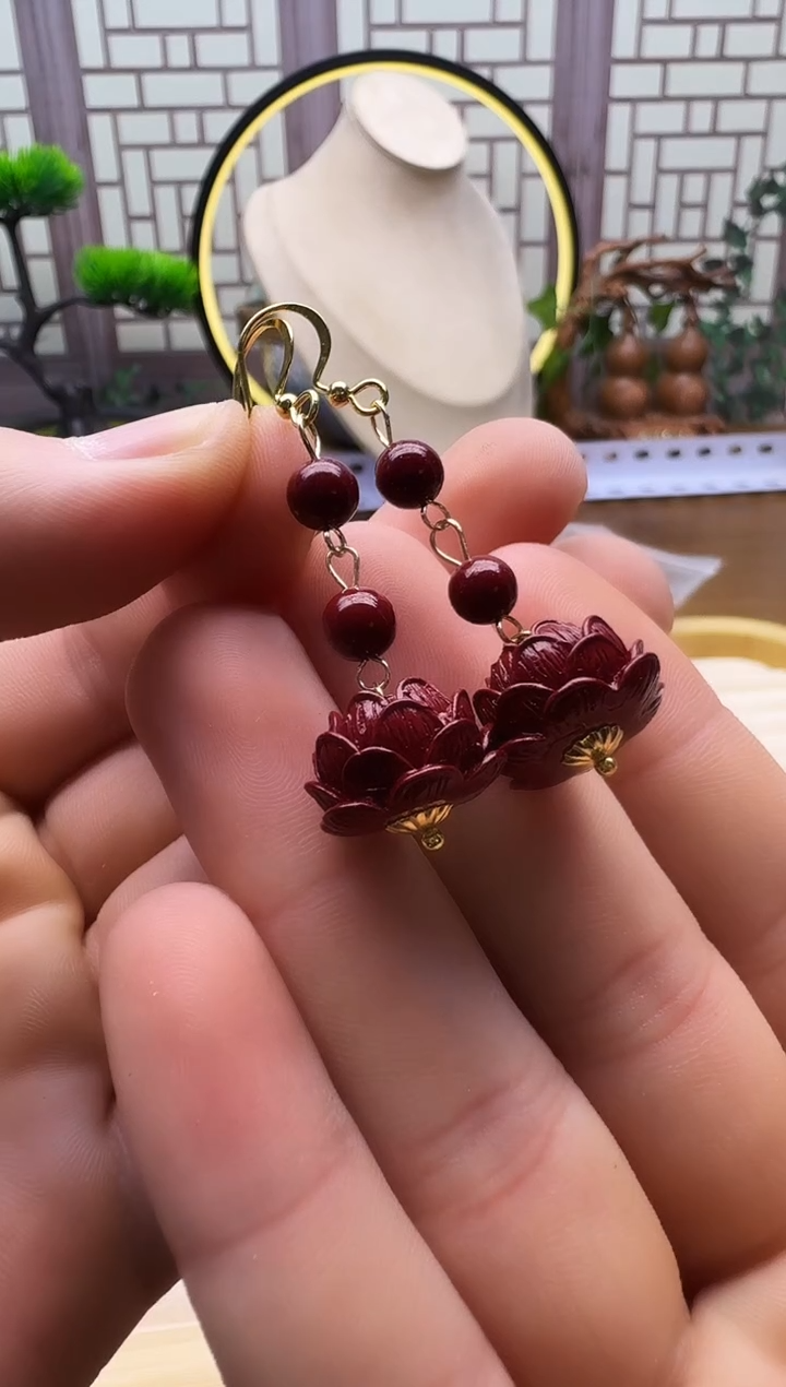 14K金镶嵌耳钉玛瑙/玉髓QL06    