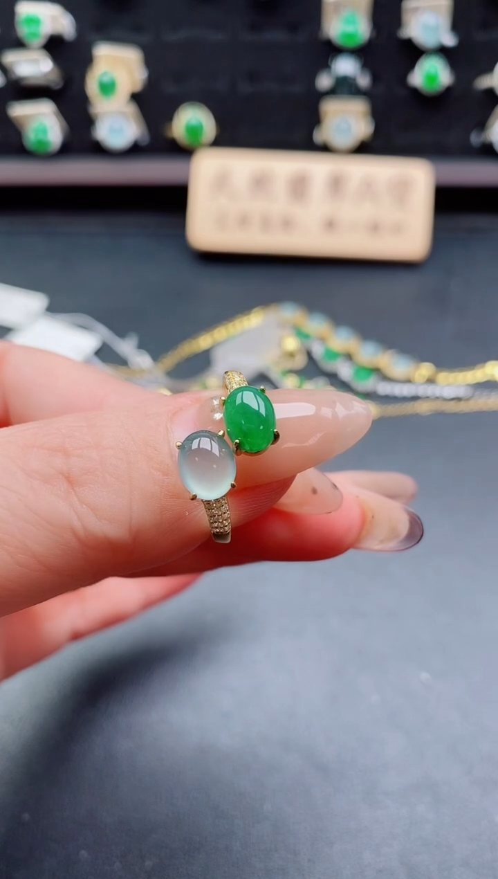 银S925镶嵌戒指翡翠1