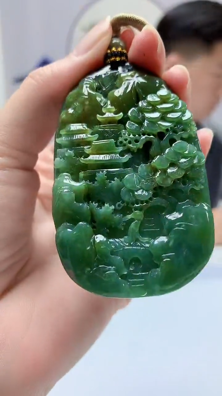 【闪购商品】定制翡翠未镶嵌4917zm-毛货挂件31山水