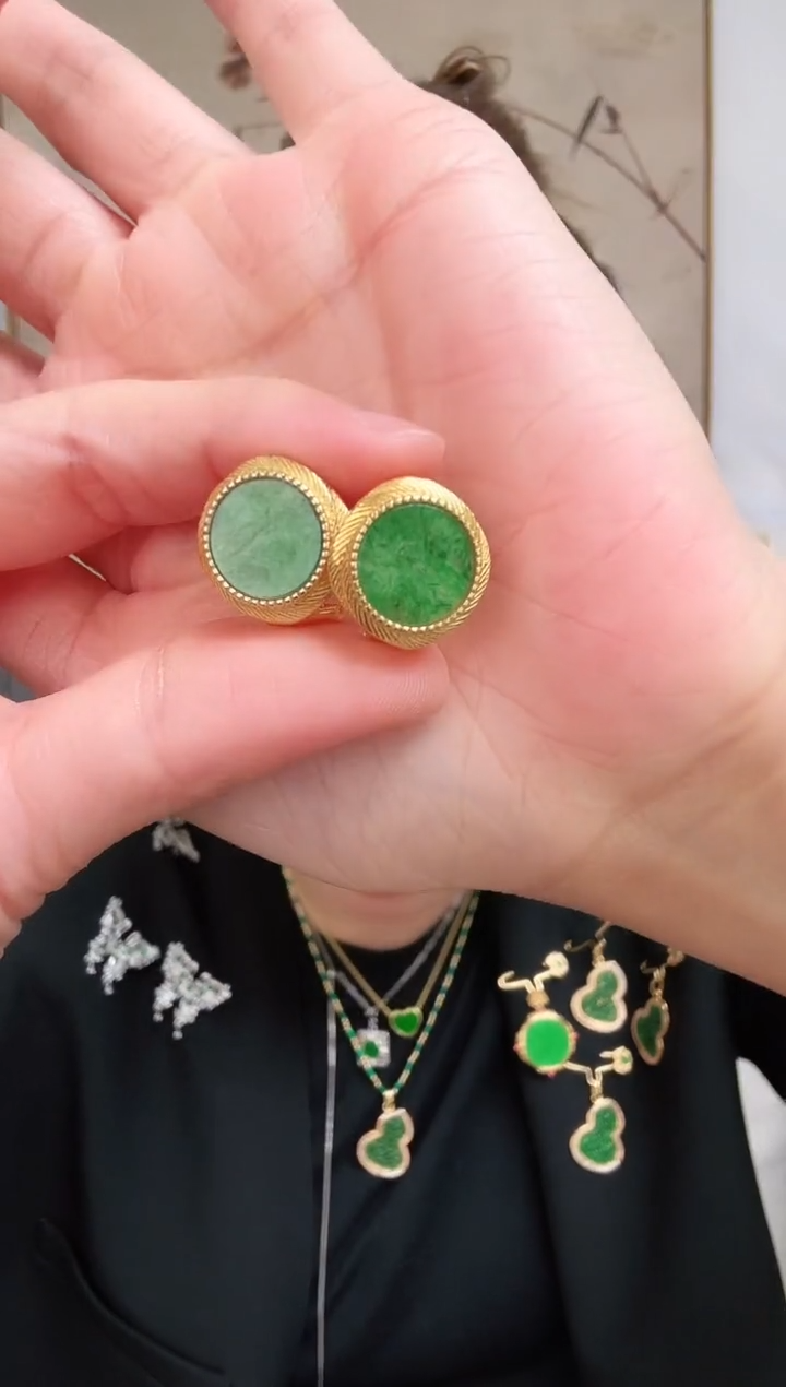 【闪购商品】翡翠耳饰银S925镶嵌耳饰