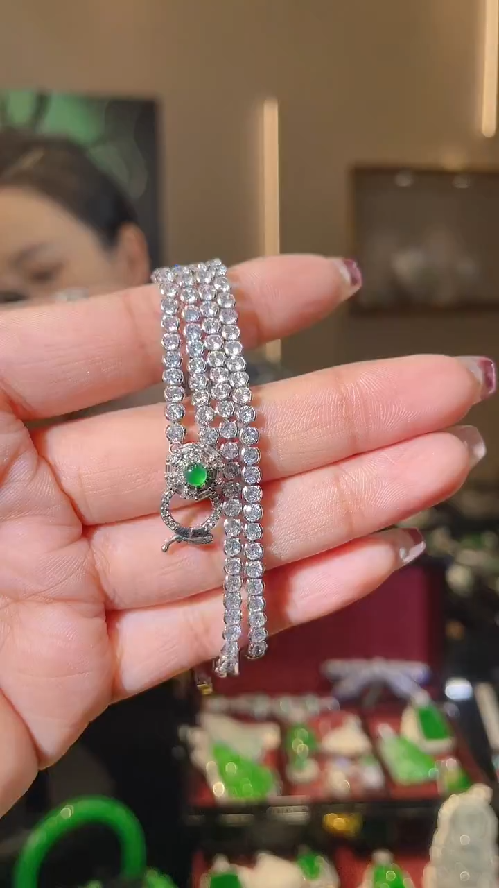 【闪购商品】翡翠项链银S925镶嵌天然翡翠A货