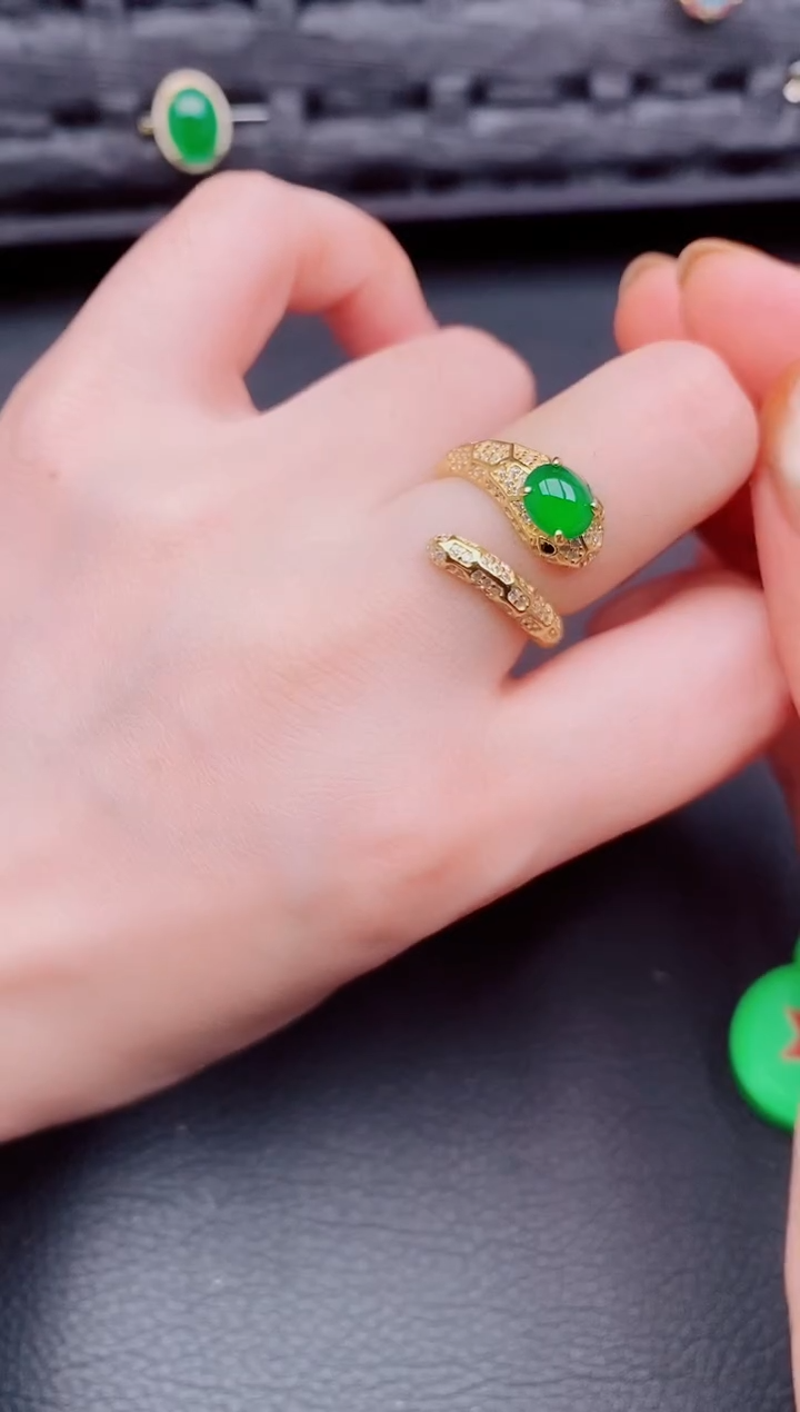 【闪购商品】翡翠戒指银S925镶嵌天然a货翡翠540