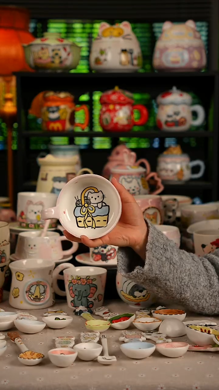 陶瓷无盖款景德镇高温釉下彩纯手绘创意瓷