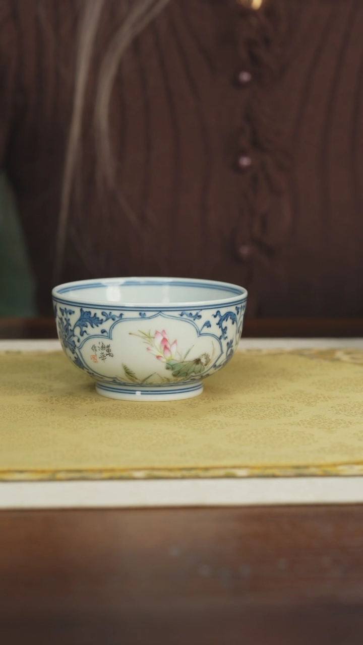 【闪购商品】瓷片省高工万海华作品花鸟杯