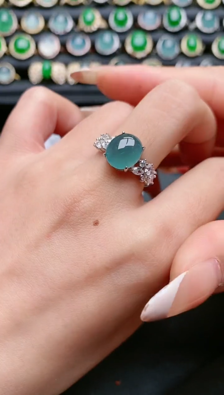 【闪购商品】翡翠戒指银S925镶嵌111111