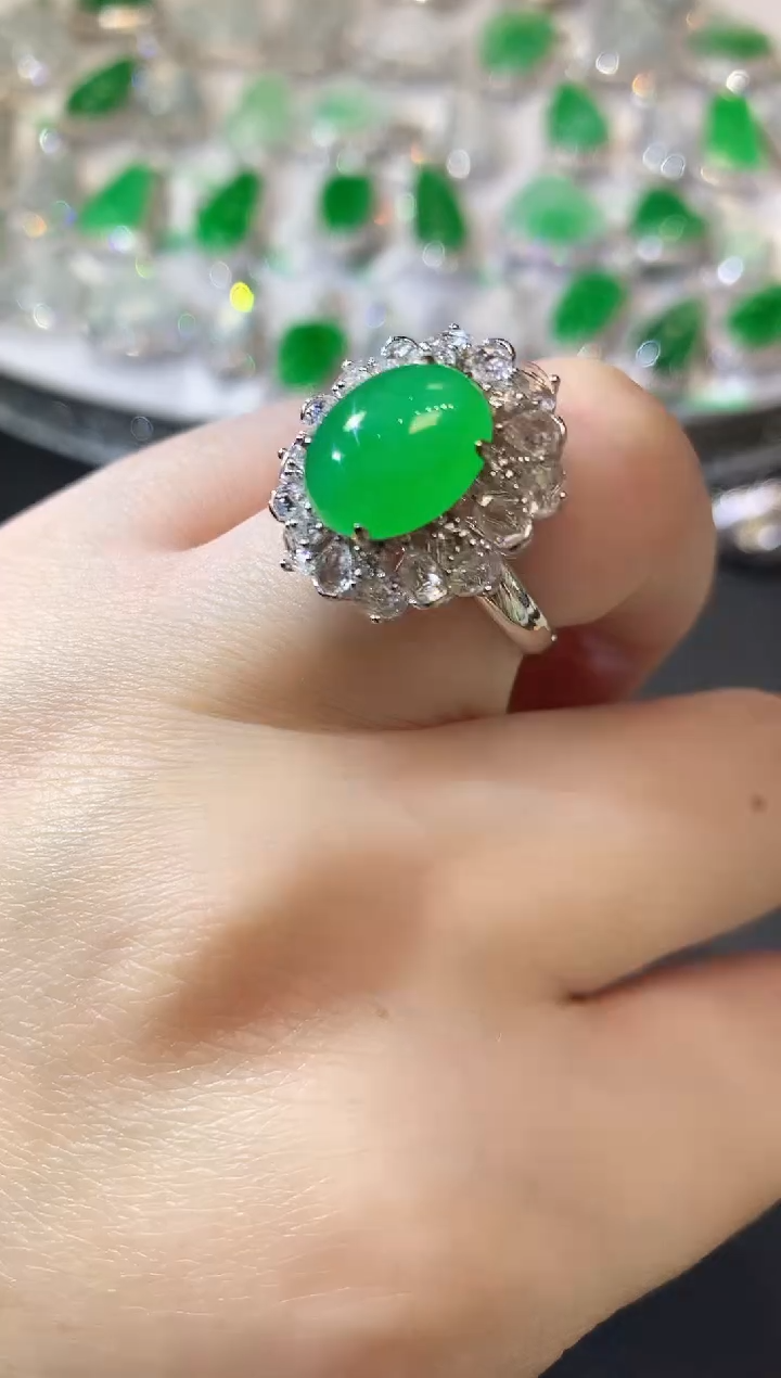 【闪购商品】翡翠戒指18K金镶嵌A85 翡翠