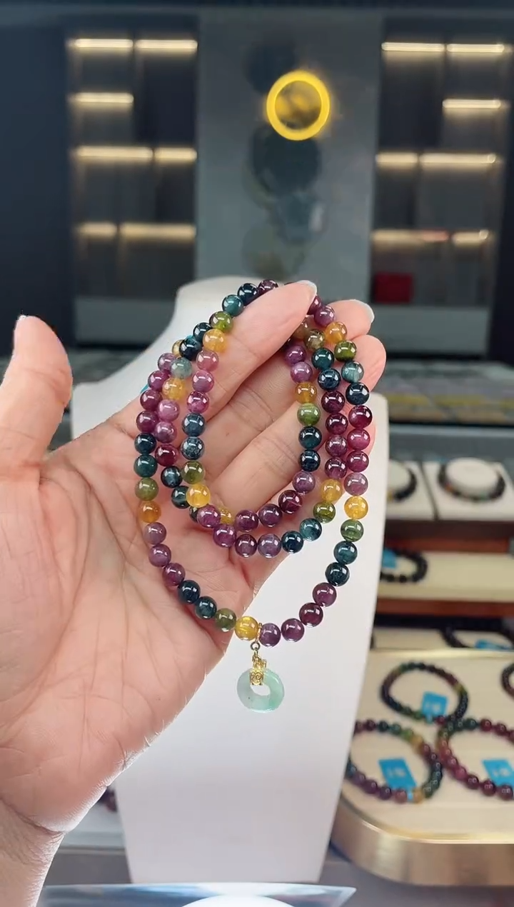 【闪购商品】碧玺三圈手串未镶嵌（多样性发一条）Q