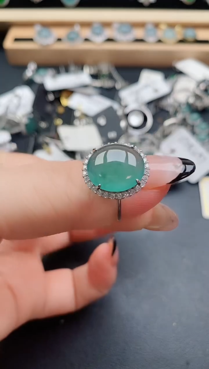 翡翠戒指银S925镶嵌805800