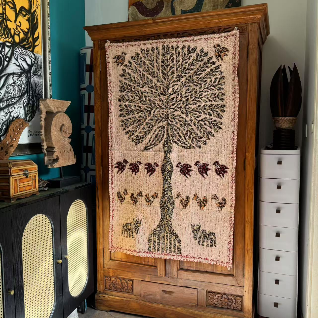 印度手工剪贴菩提树挂毯（照片为示例图片，以直播间展示花色为准）