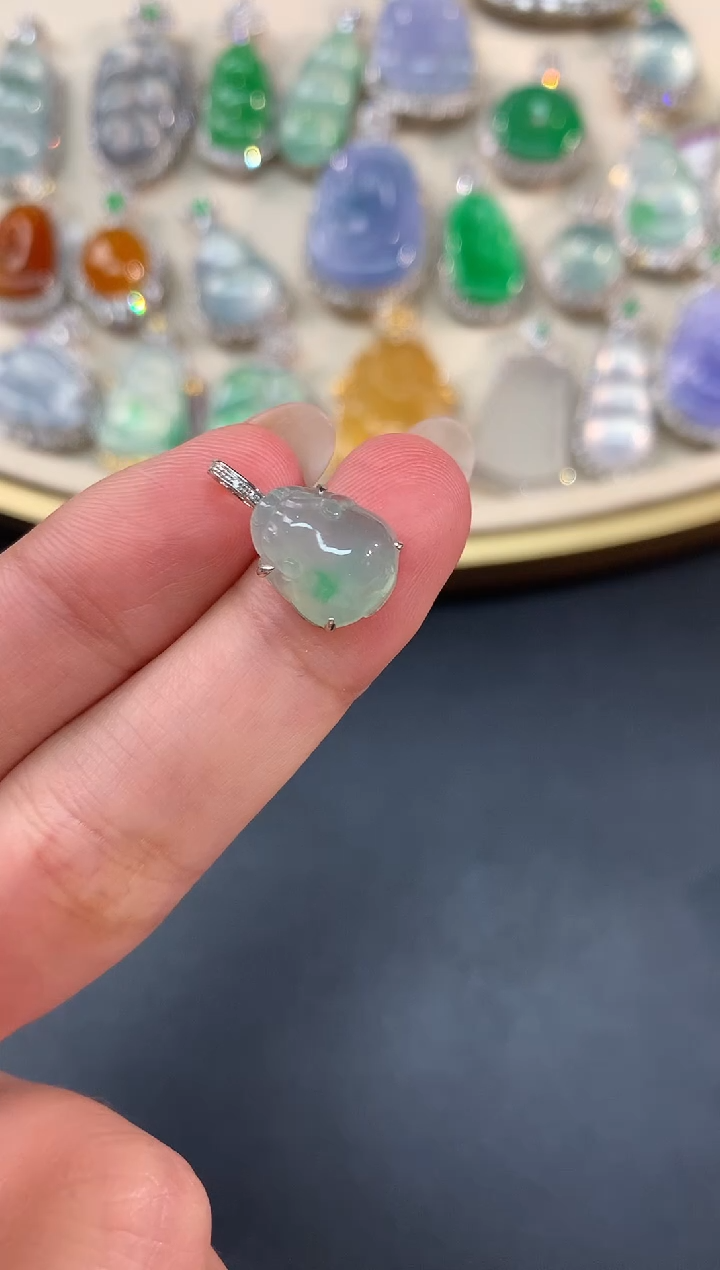 【闪购商品】翡翠吊坠(不含链)18K金镶嵌A83|1180