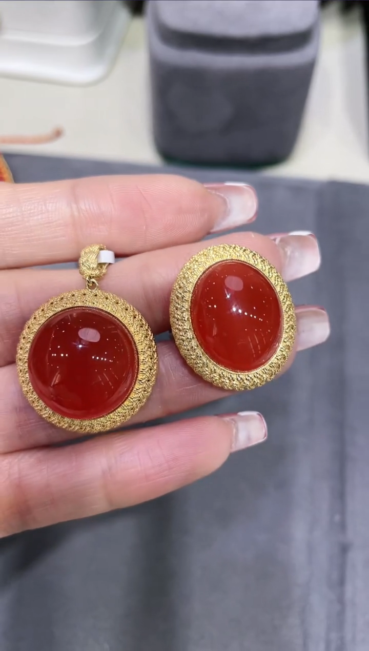 【闪购商品】南红玛瑙套装18K金镶嵌套装