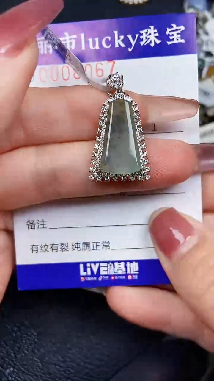 颈饰银S925镶嵌翡翠8067