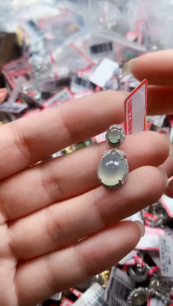 银S925镶嵌戒指翡翠天然A货缅甸翡翠