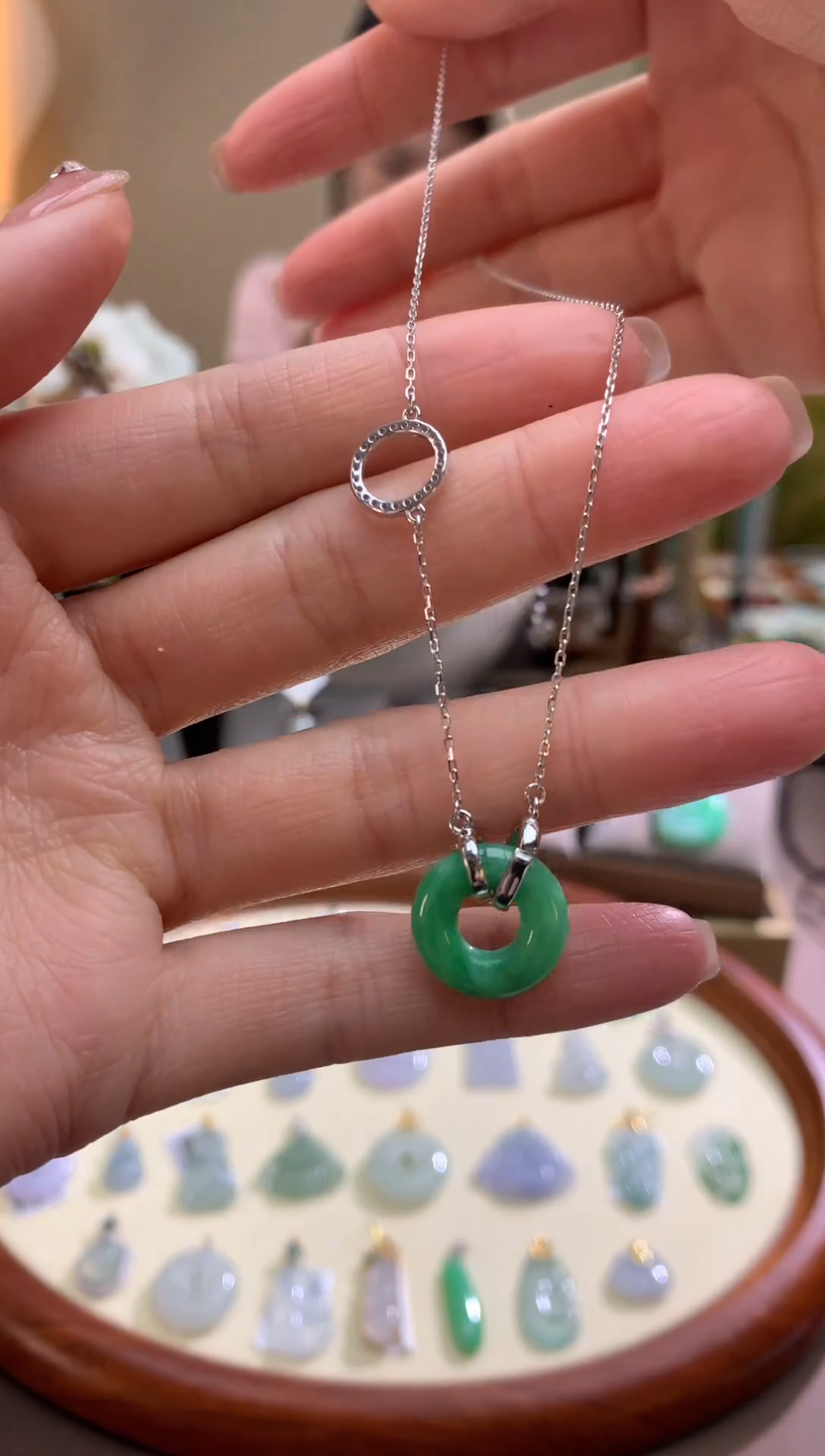 【闪购商品】翡翠颈饰银S925镶嵌路路通