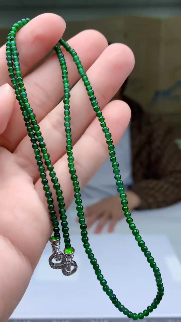 【闪购商品】定制翡翠未镶嵌4812bb-毛货珠链36