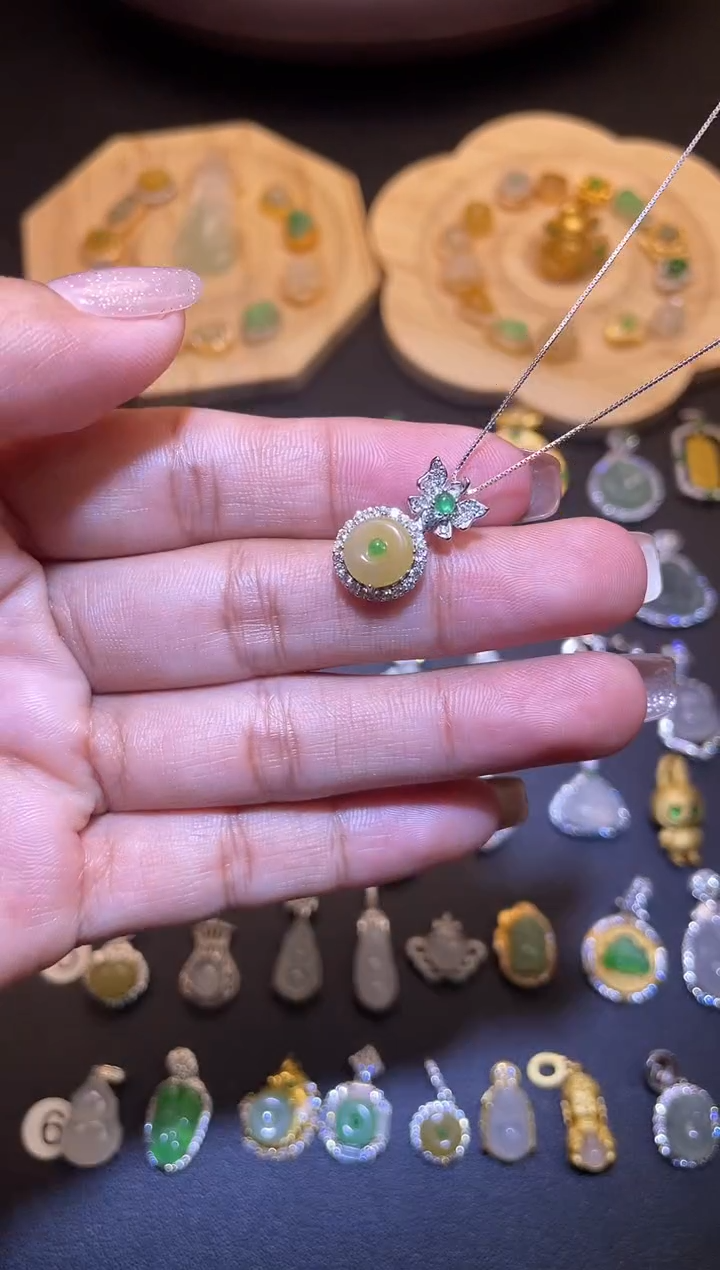 吊坠(不含链)银S925镶嵌翡翠1