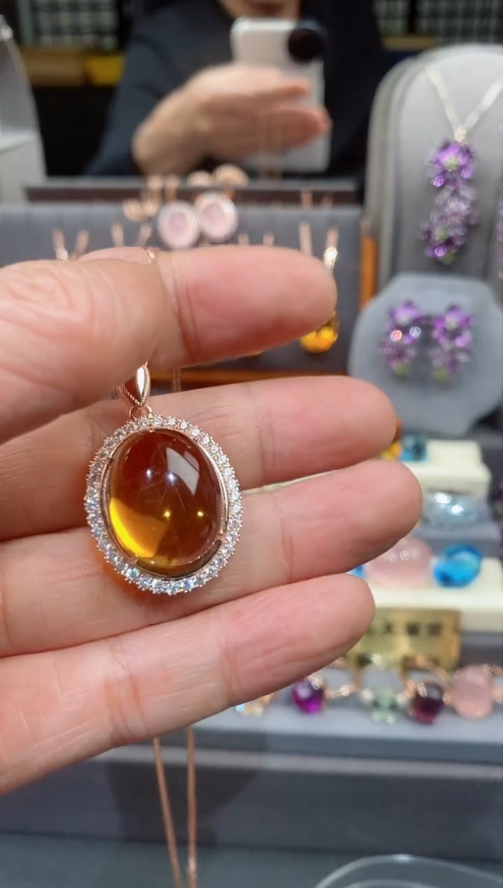 【闪购商品】黄晶吊坠银S925镶嵌黄晶吊坠