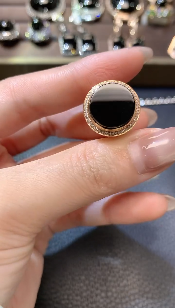 翡翠18K金镶嵌戒指D25翡翠