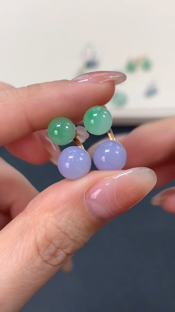 翡翠18K金镶嵌耳饰耳饰4800