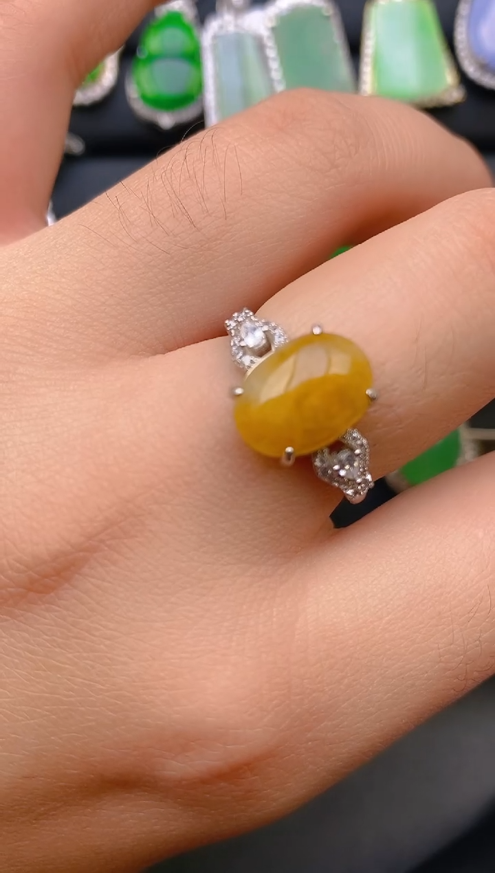 【闪购商品】翡翠戒指银S925镶嵌天然A货翡翠1