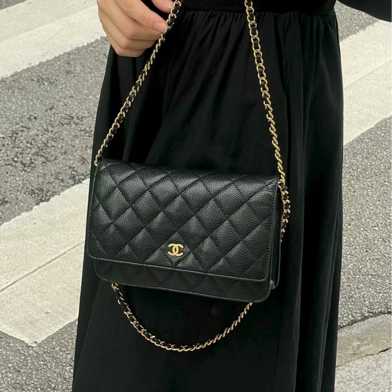 99新 Chanel/香奈儿 发财woc黑金荔枝纹/甄选