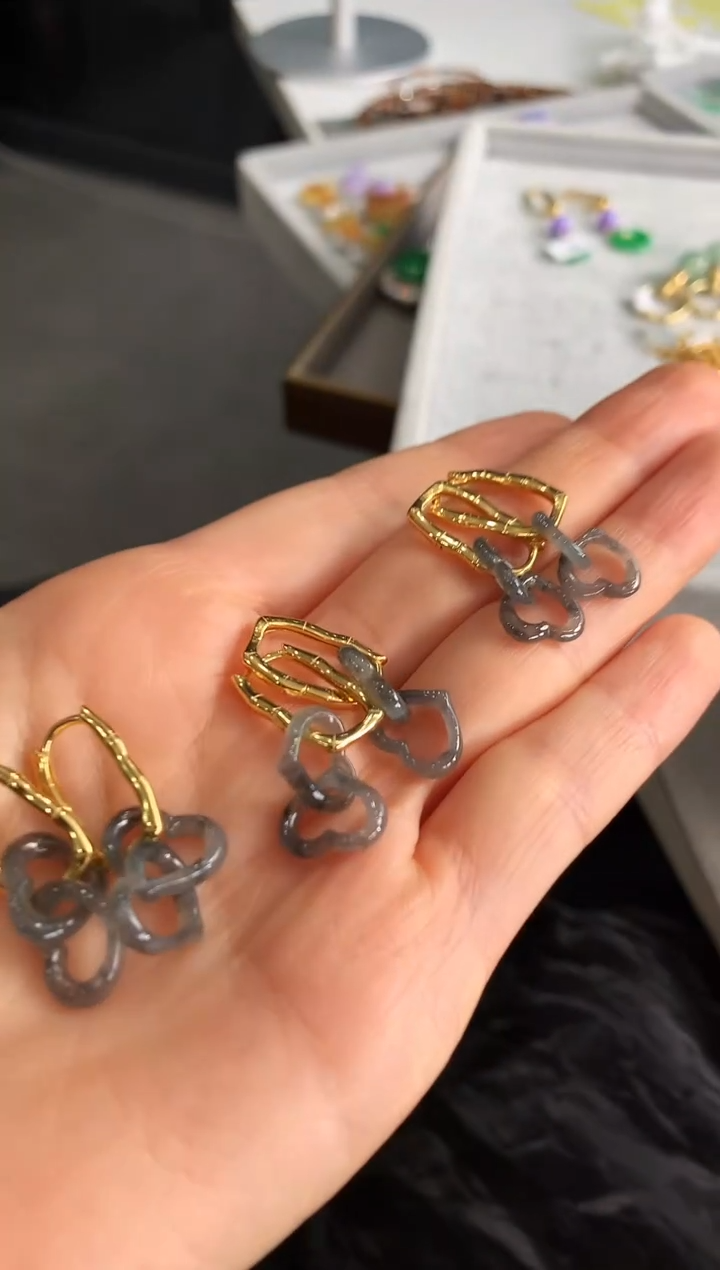 【闪购商品】翡翠耳饰银S925镶嵌耳饰（多样性发货发一对）