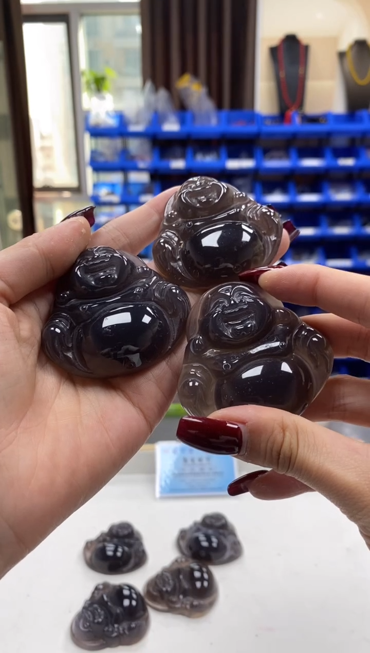 未镶嵌吊坠(赠链)玛瑙/玉髓黑冰佛公多样性发一