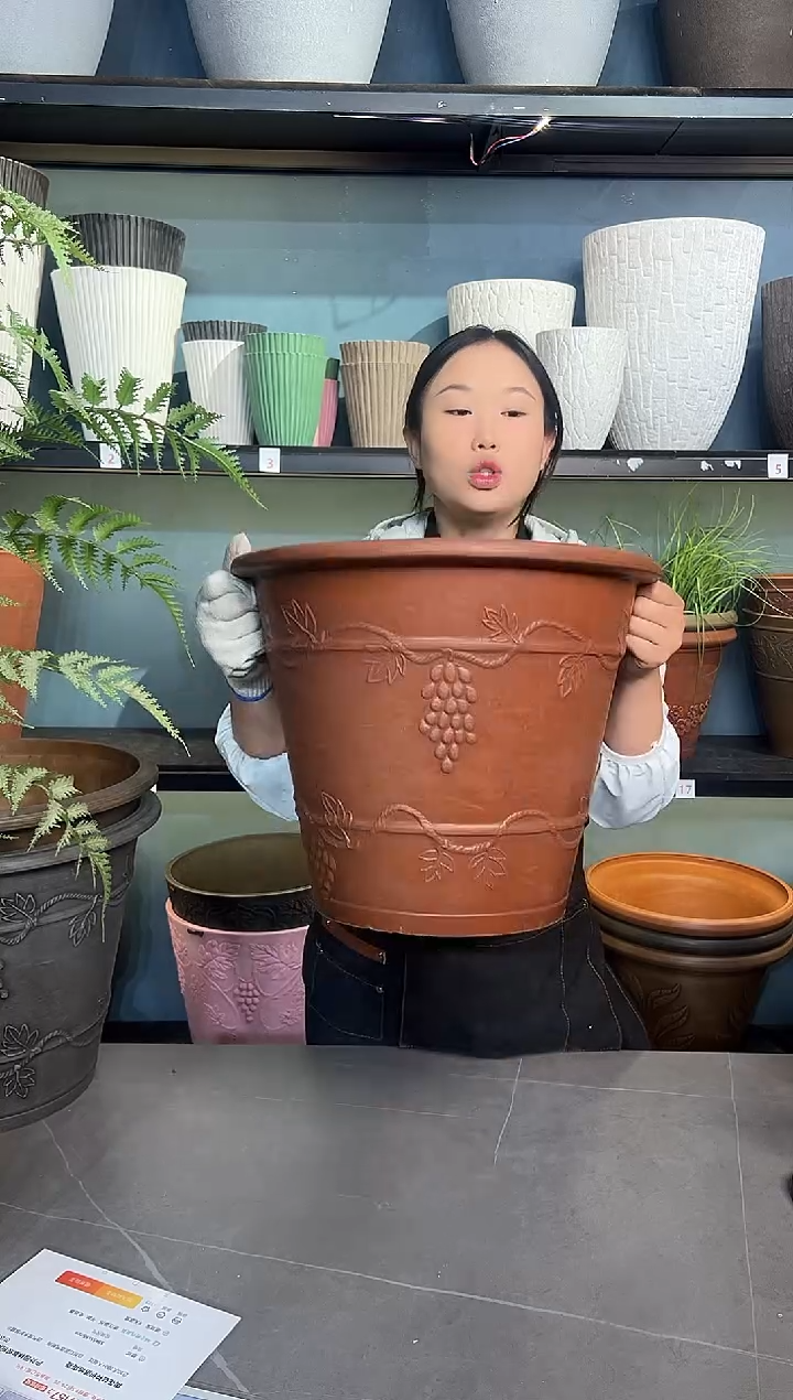 40*33/MK40A/陶土色葡萄藤浮雕外贸尾单