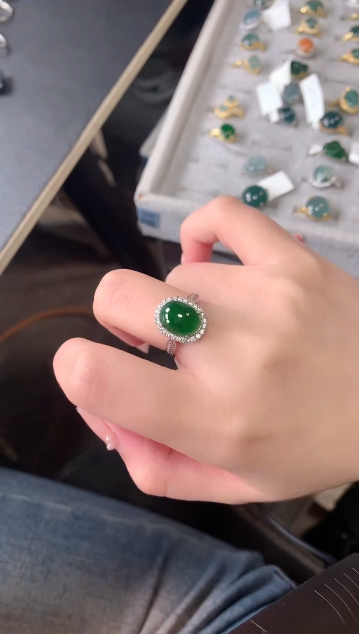 【闪购商品】翡翠戒指银S925镶嵌61241