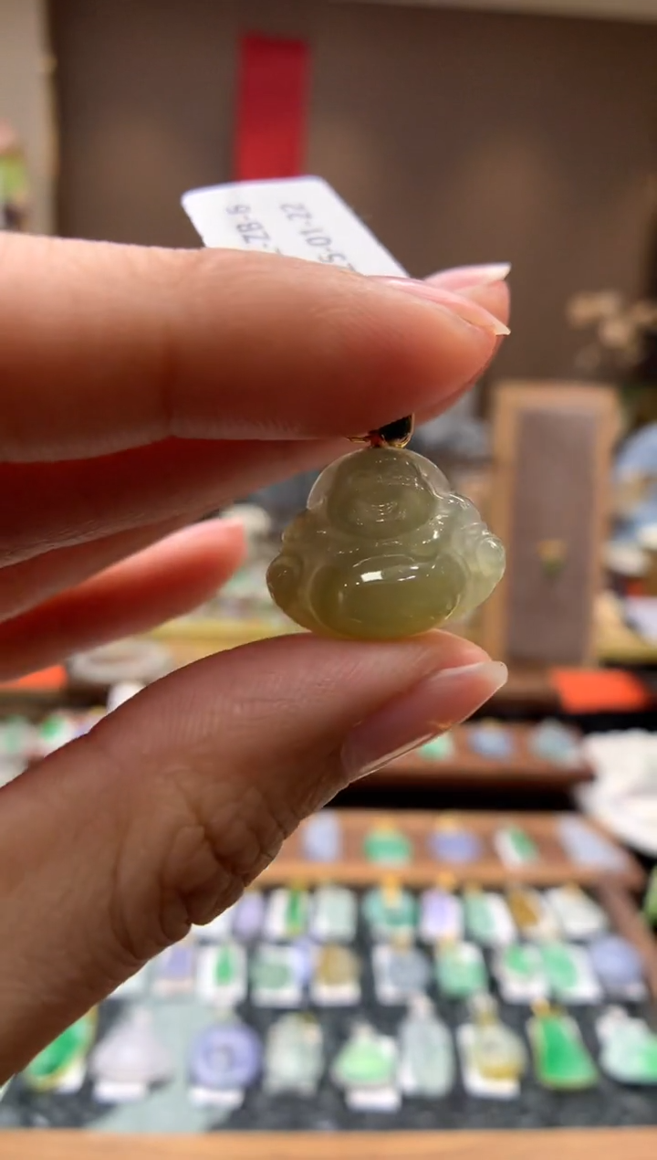 【闪购商品】翡翠颈饰18K金镶嵌佛公