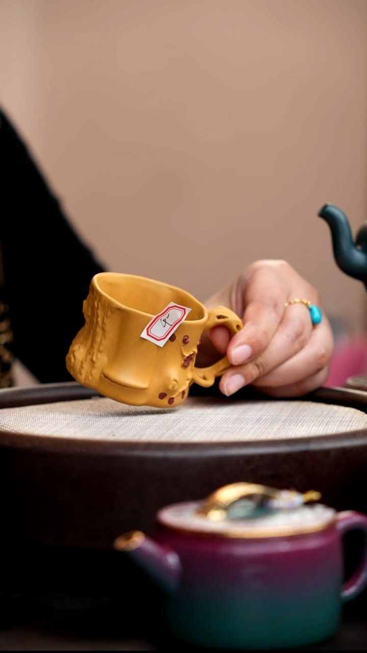 茶壶紫砂黄金段梅桩手把杯红梅