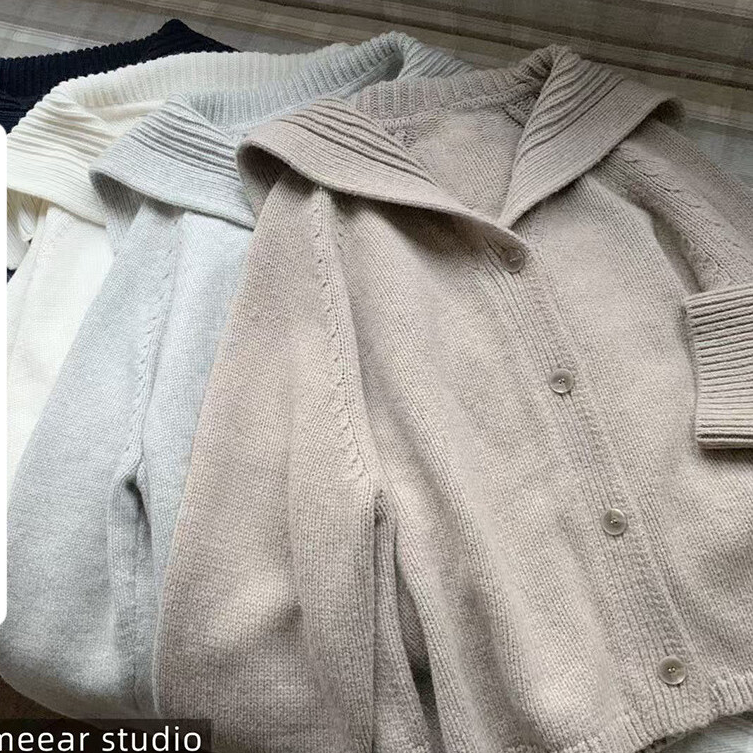 CallmeEar//【航海日记】学院风海军领针织开衫外套女冬季