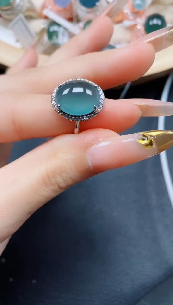 【闪购商品】翡翠戒指银S925镶嵌翡翠