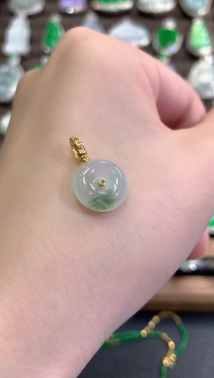 吊坠(不含链)18K金镶嵌翡翠秋日珠宝多样性发货一件W5