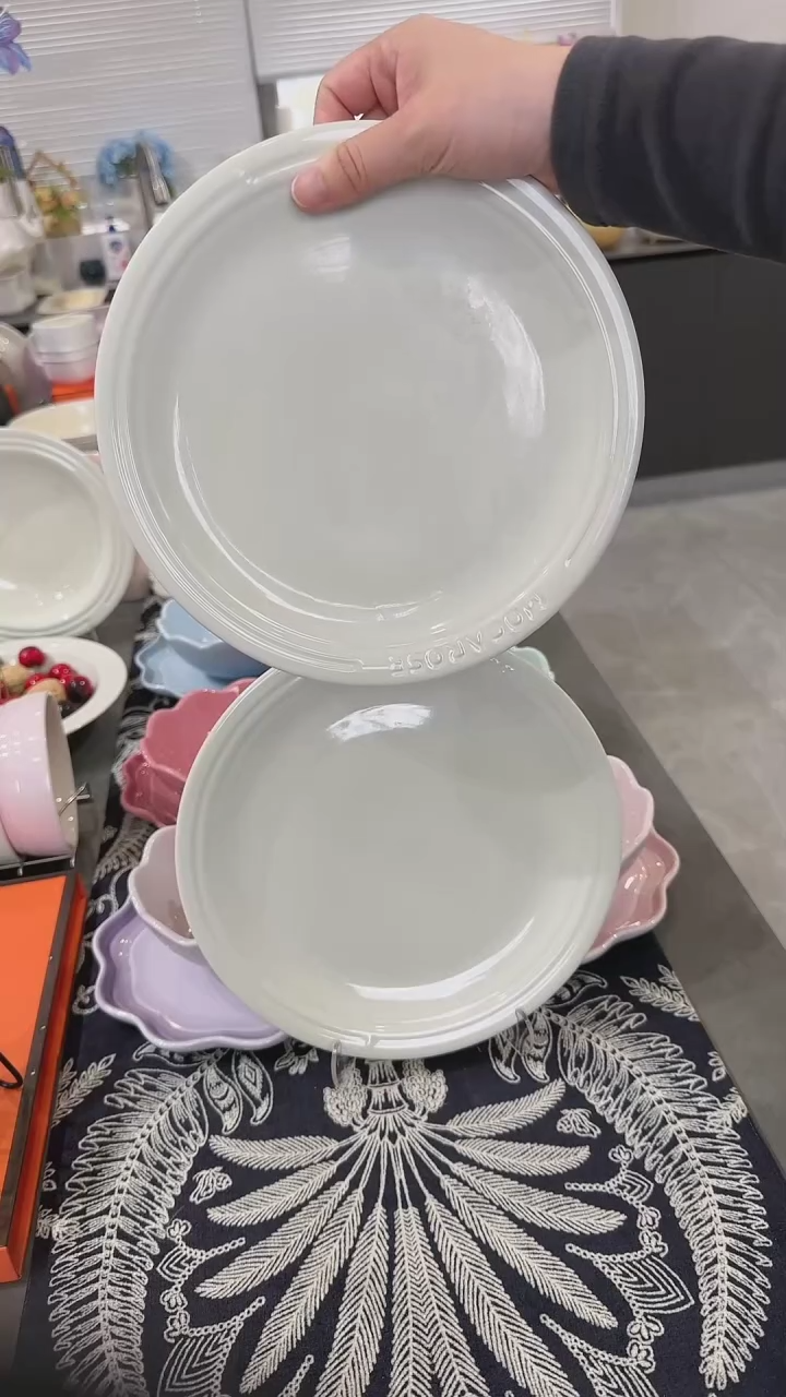 【闪购商品】瓷2个装炻彩浅盘23cm-松露白