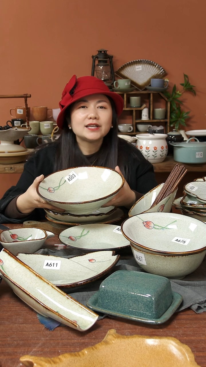 陶瓷A503 一只陶瓷手绘荷花大汤碗26*7.5可能微瑕