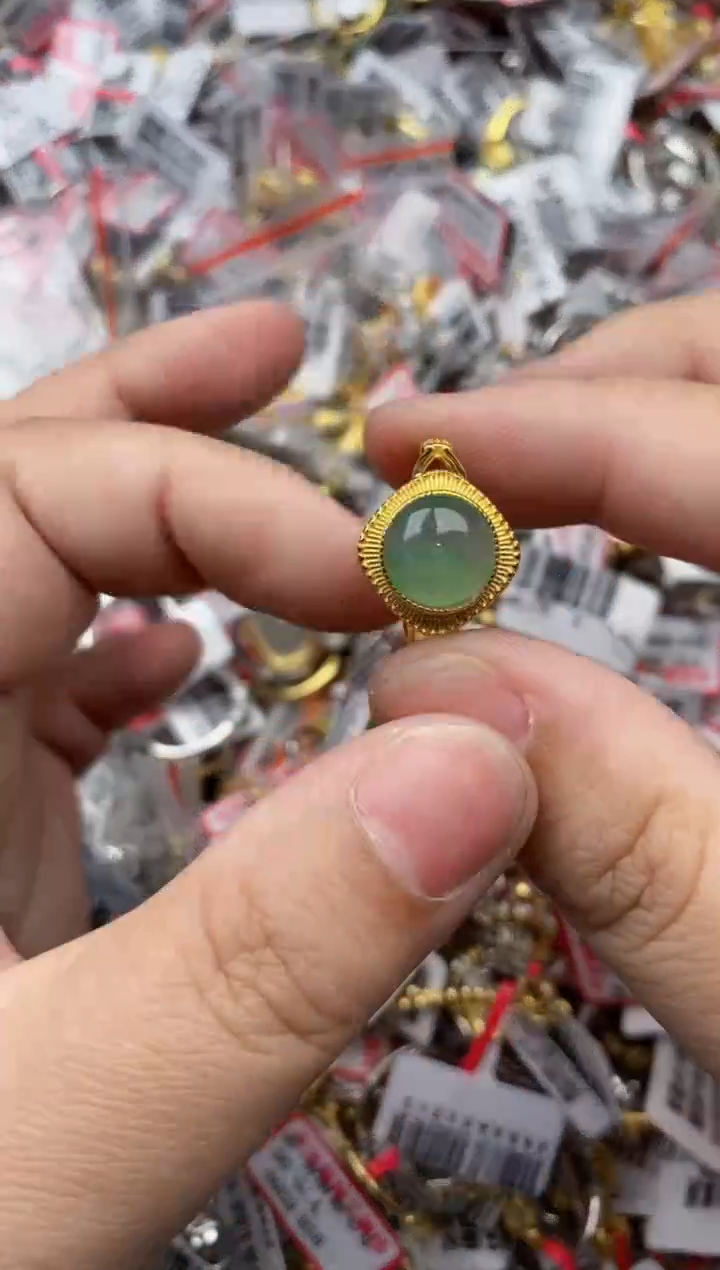 【闪购商品】翡翠戒指银S925镶嵌77777----1