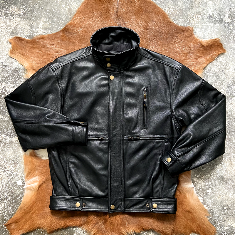 25新款经典纯头层牛皮可立领可翻领商务休闲男士真皮皮衣宽松外套