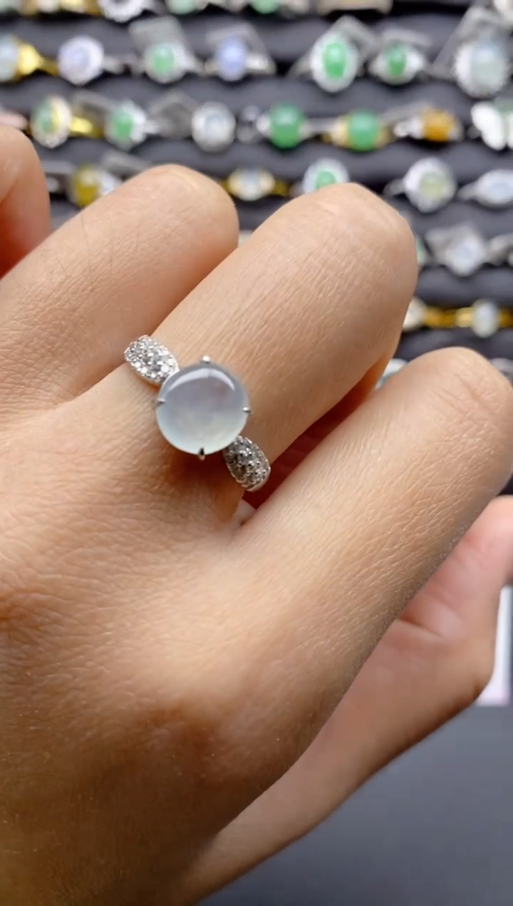 【闪购商品】翡翠戒指银S925镶嵌S925银镶嵌翡翠戒指