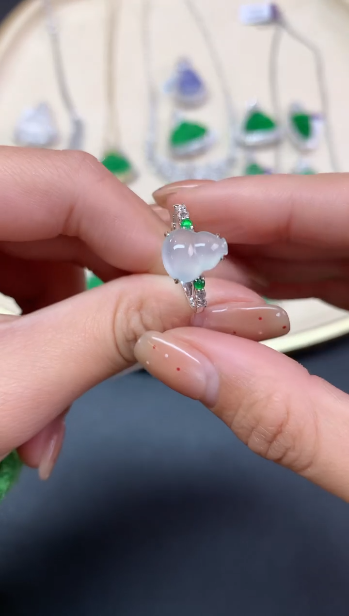 【闪购商品】翡翠戒指18K金镶嵌戒指A124|3980