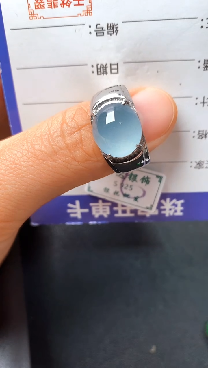 银S925镶嵌戒指翡翠2222222