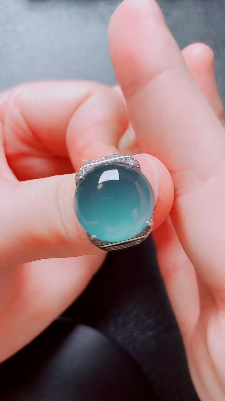 银S925镶嵌戒指翡翠1