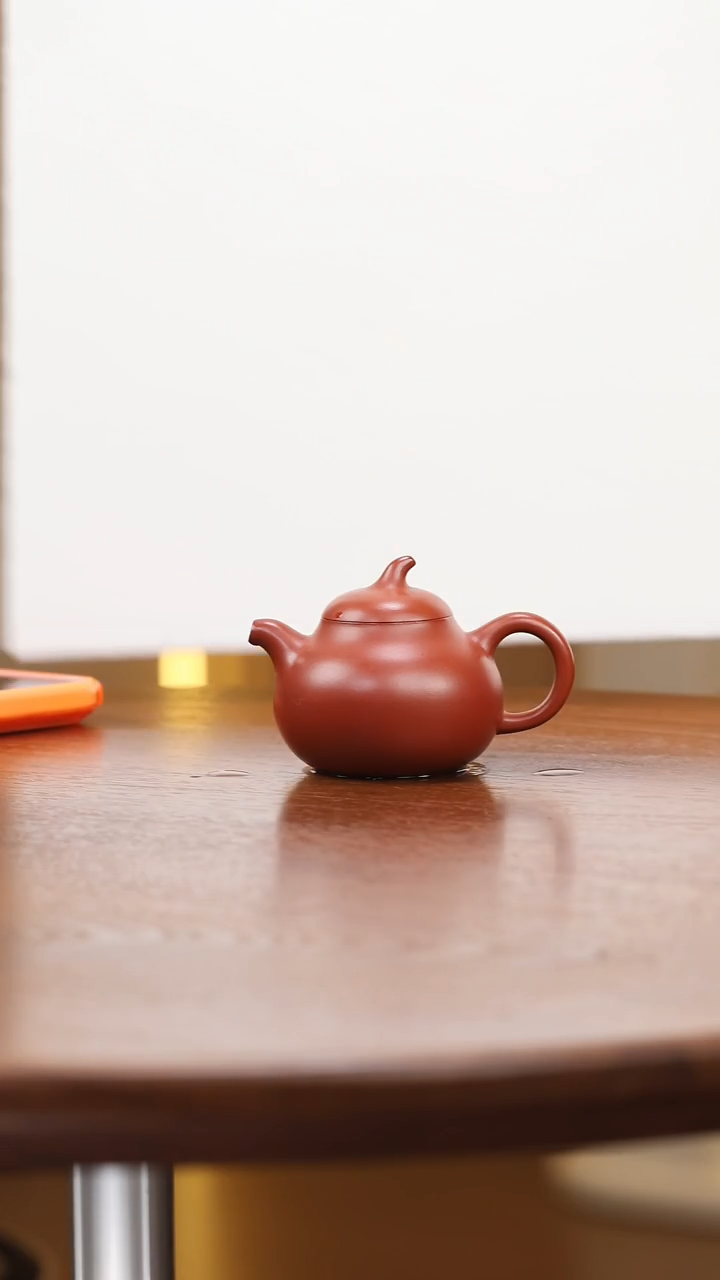 茶壶紫砂赵庄鹅黄朱泥茄瓜壶150cc